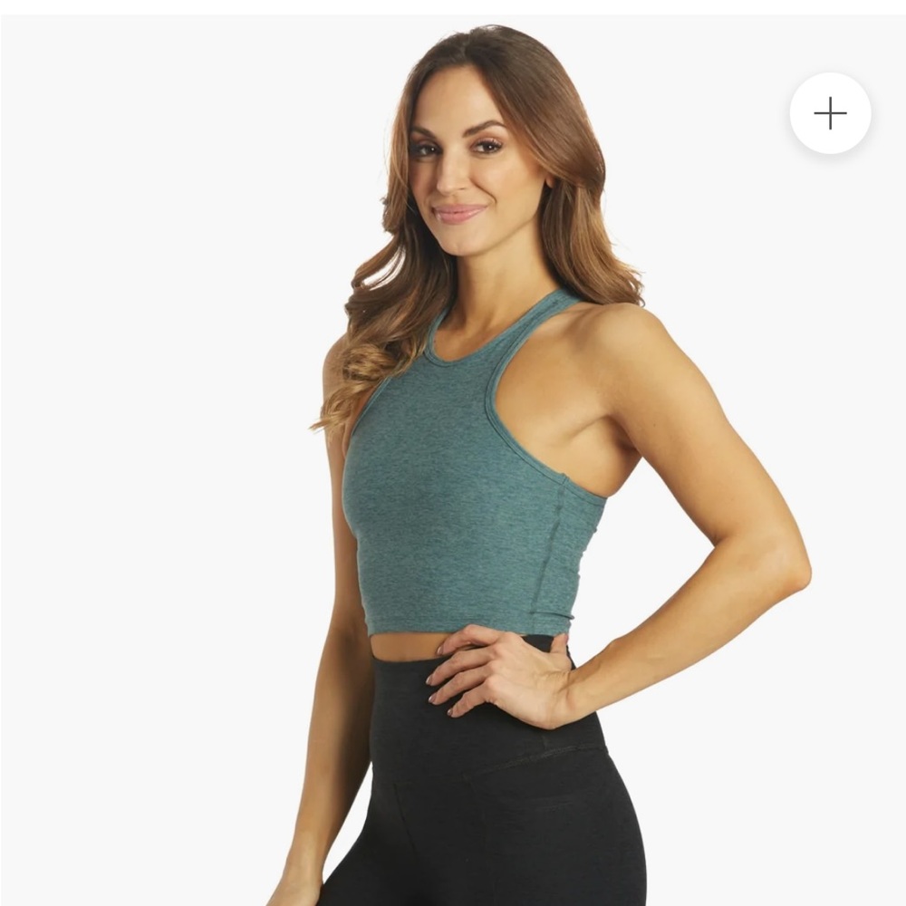 NWT Beyond Yoga Spacedye Studio Cropped Tank size s small top blue heather soft